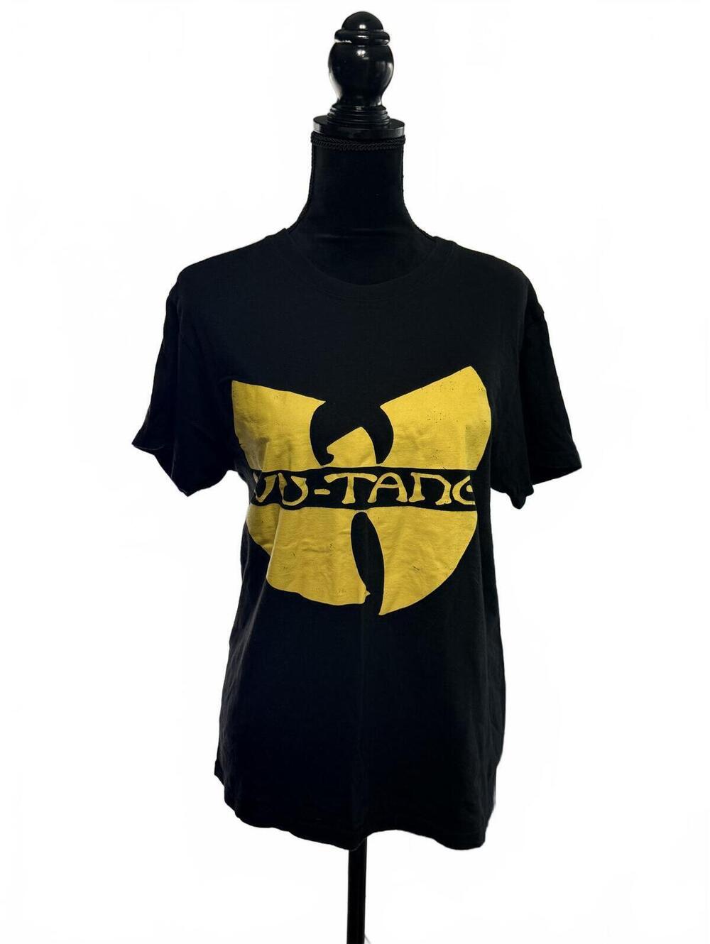 Wu-Tang Clan Graphic T-Shirt Black Yellow Logo Hip Hop Streetwear Men's Large